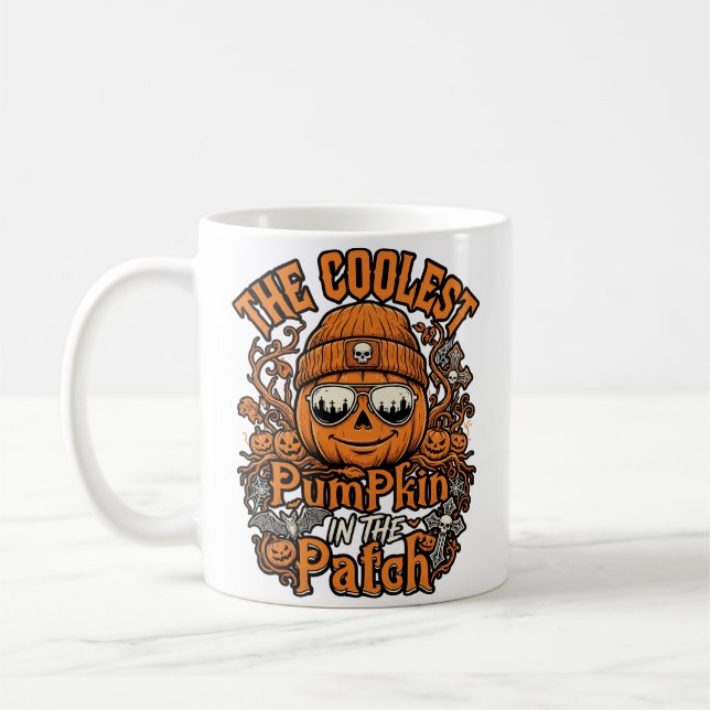 Mug Lunettes de soleil Coolest Pumpkin Patch Halloween (Gauche)