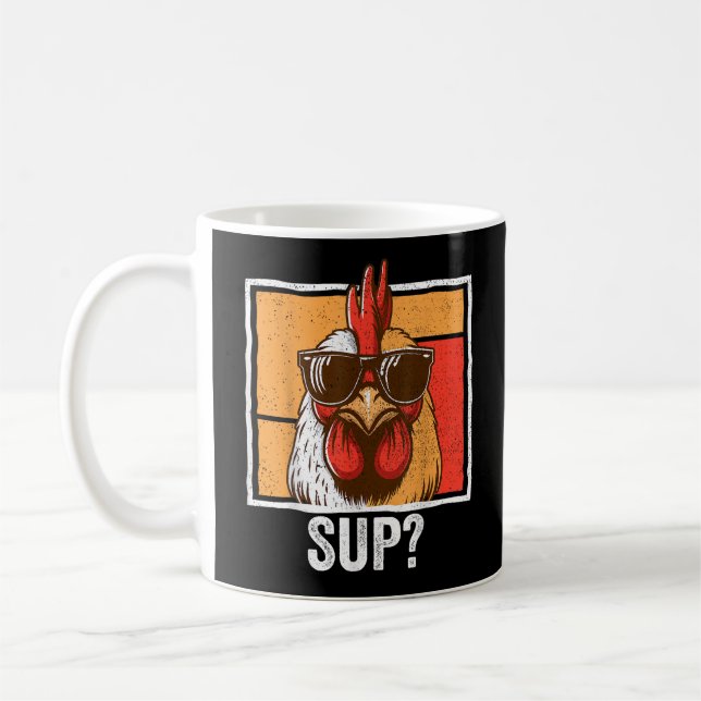 Mug Lunettes de soleil de poulet Ferme animale Drôle p (Gauche)