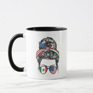 Mug Lunettes de soleil drapeau chignon désordonné Mexi