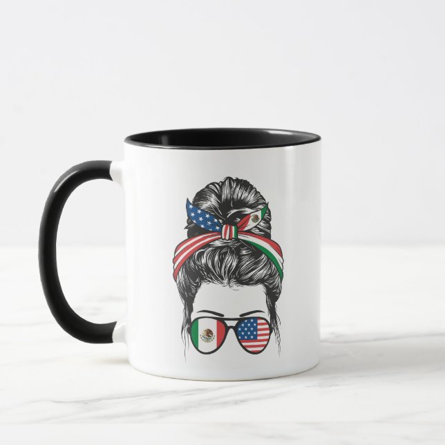 Mug Lunettes de soleil drapeau chignon désordonné Mexi (Gauche)