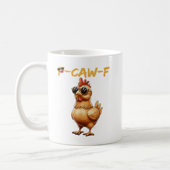 Mug Lunettes de soleil drôles de poulet cool Caw F Hum (Gauche)