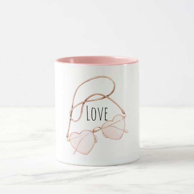Mug Lunettes de soleil en forme de cœur rose (Centre)