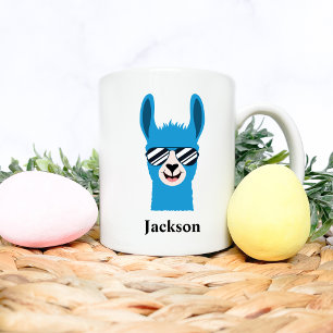 Mug Lunettes de soleil Llama Bleu Garçon Personnaliser