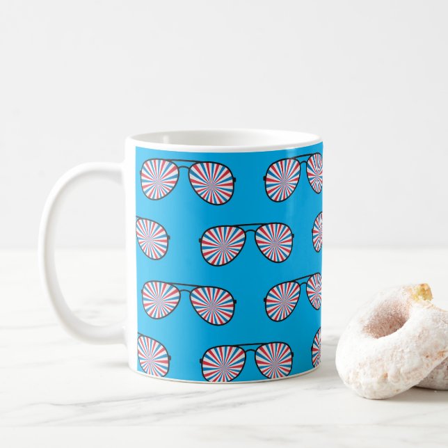 Mug Lunettes de soleil Patriotic PopArt (Avec donut)