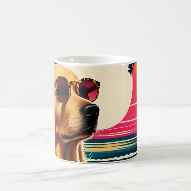 Mug Lunettes de soleil pour chien rétro Plage au couch (Centre)