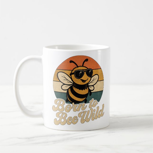 Mug Lunettes de soleil Retro Bee Né à Bee Wild (Gauche)