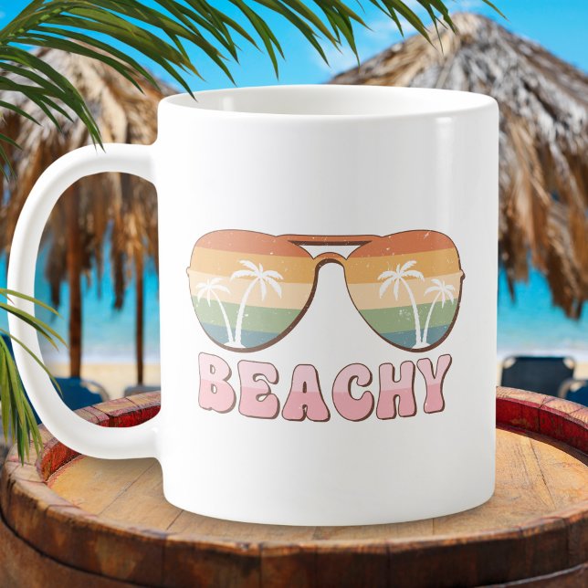 Mug Lunettes de soleil Retro Rainbow Beachy avec palmi (Créateur téléchargé)