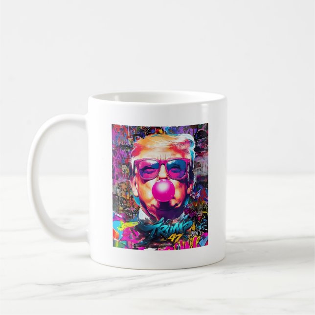 Mug Lunettes de soleil rose gomme à bulle avec Graffit (Gauche)