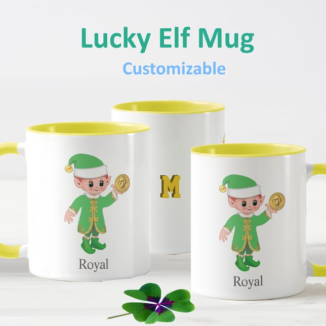 Mug Lutin Chanceux Moderne avec Calligraphie & Monogra (Créateur téléchargé)