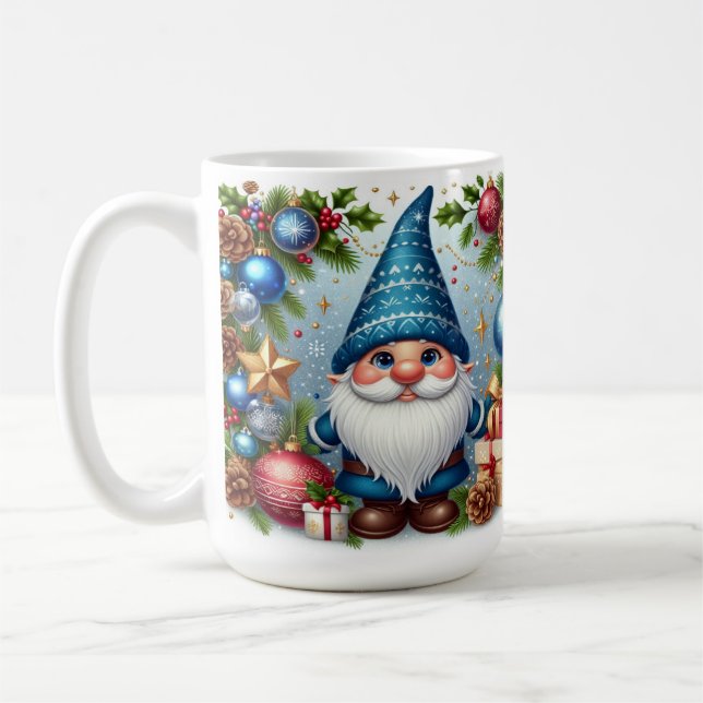 Mug Lutin de Noël avec décorations de fêtes joyeuses (Gauche)