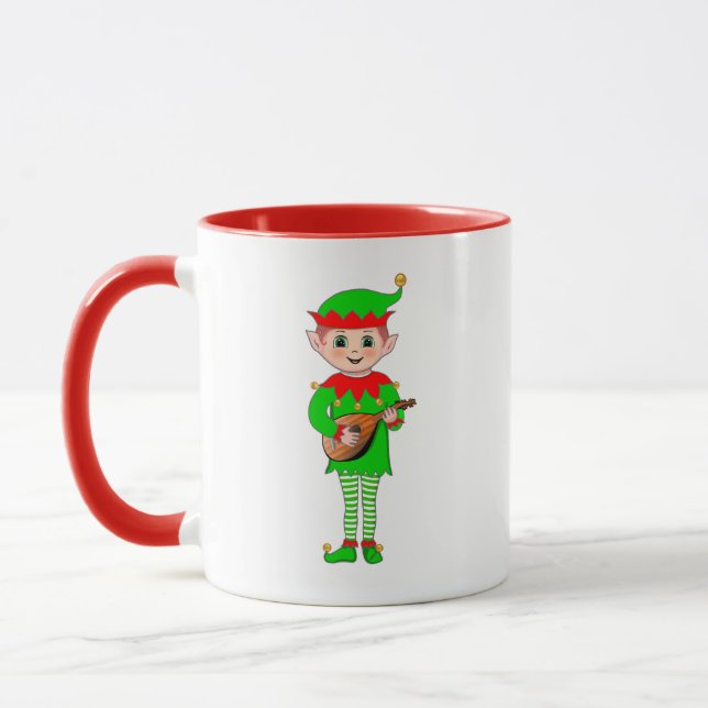 Mug Lutin de Noël musical et monogramme (Gauche)