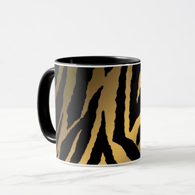 Mug Luxe Elégante Ligne Noire Or Moderne (Devant gauche)