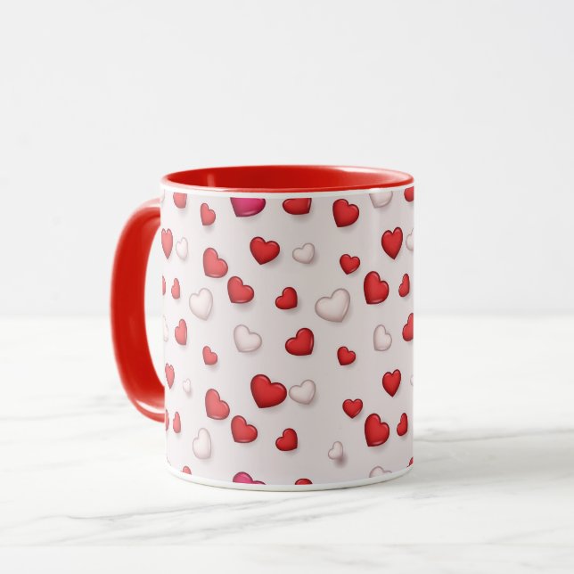 Mug Luxe Moderne Élégant Amour Rouge Coeur (Devant gauche)