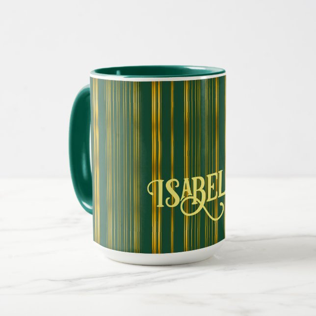 Mug Luxe Moderne Green Gold Linen Texture Collection (Devant gauche)