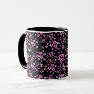 Mug Luxe Populaire Noir violet Floral