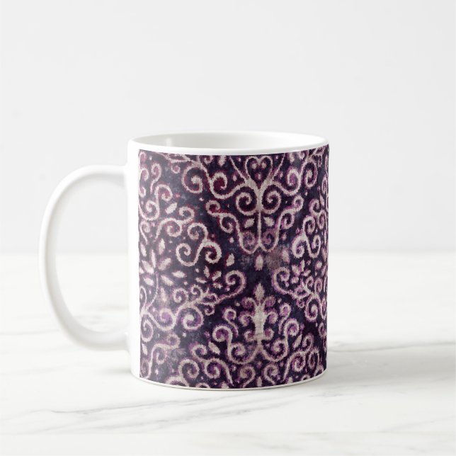 Mug Luxe violet et tan damassé sans couture motif (Gauche)