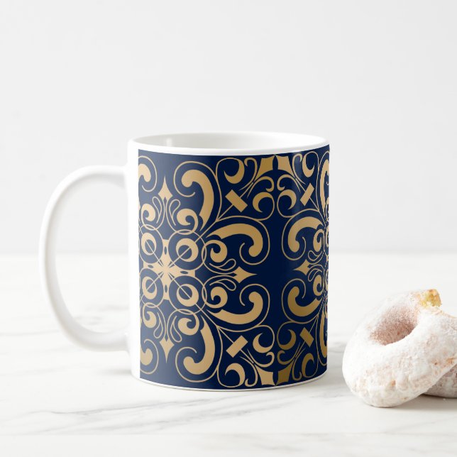 Mug Luxueuse Marine Ornate Gold (Avec donut)