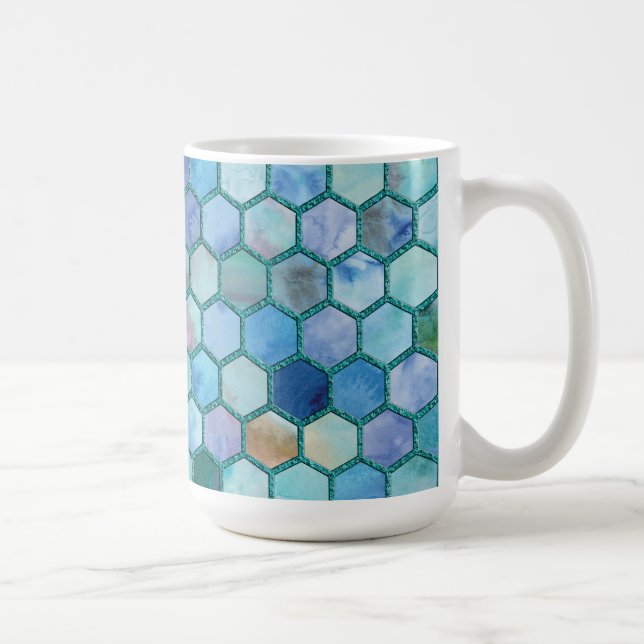 Mug Luxueux Aqua bleu miellerie motif (Droite)