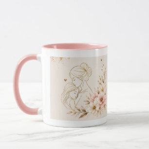Mug Luxueux de la Fête des Mères Or Flore Élégante