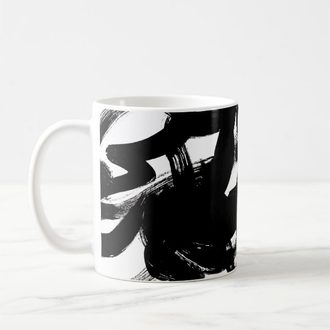 Mug Luxueux Gold Art : Abstrait Black Stroke. (Gauche)