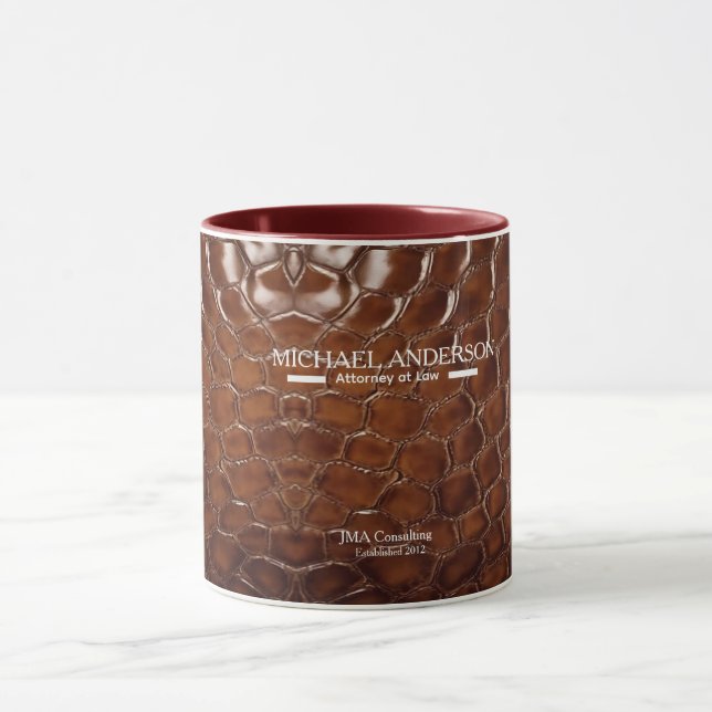 Mug Luxury Brown Crocodile Leather Lawyer & Executive  (Centre)