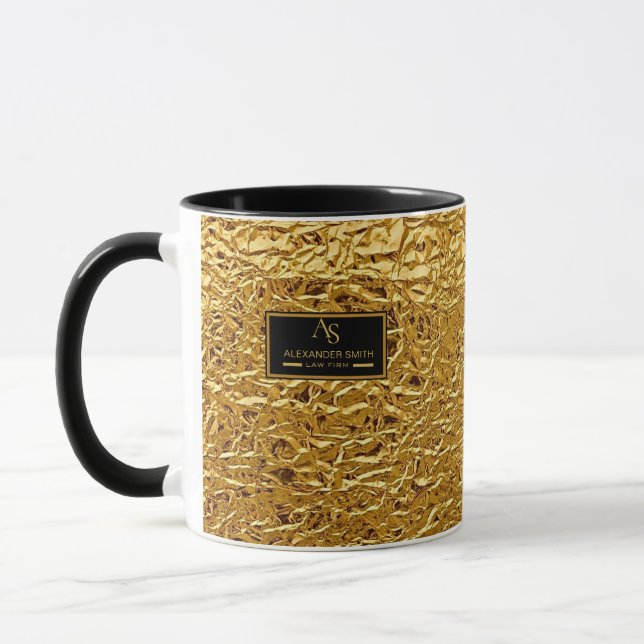 Mug Luxury Crumpled Gold Foil Texture Elegant Metallic (Gauche)