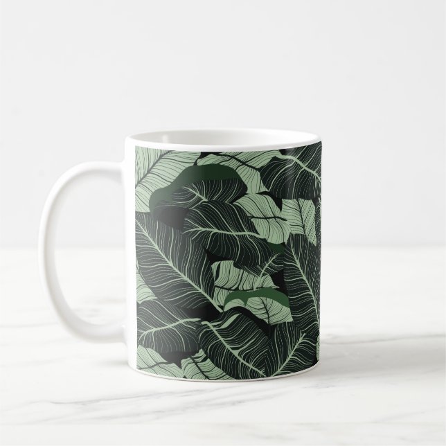 Mug Luxury nature leaves background. Floral pattern, T (Gauche)
