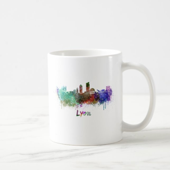 Mug Lyon skyline in watercolor (Droite)