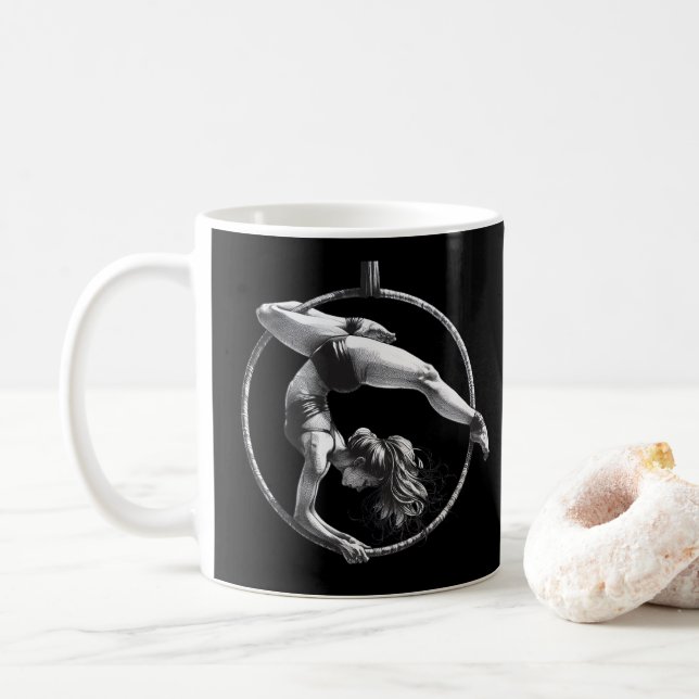 Mug Lyra Cerceau Aérien Nom Personnalisable Noir (Avec donut)