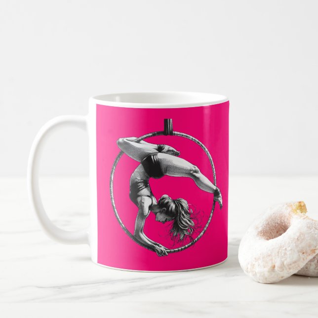 Mug Lyra Cerceau Aérien Nom Personnalisable Rose (Avec donut)