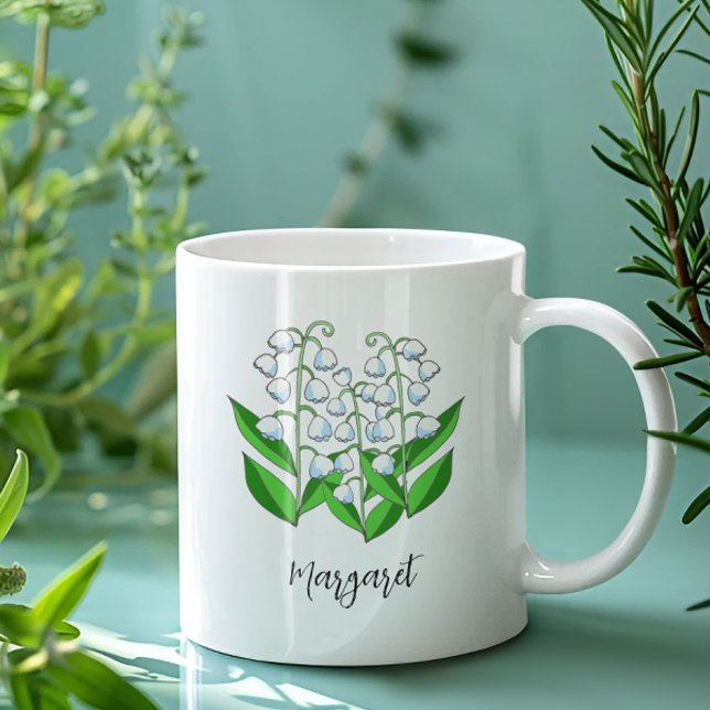 Mug Lys de la vallée mai Fleur de naissance mignonne F (Our Lily of the Valley mug makes a lovely gift for Easter, Mother's Day, or May birthdays.)
