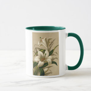 Mug Lys de Pâques vintages, Fleurs victoriennes en fle