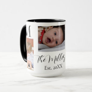 Mug M9odern onogramme Famille Photo Collage Personnali