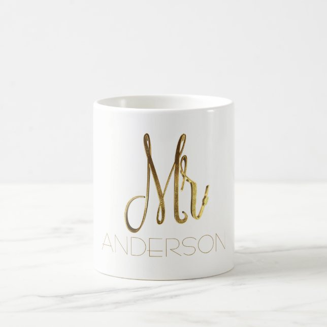 Mug M. Ajouter Nom Mister Gold Elegant Typographie (Centre)