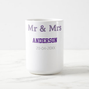 Mug M. et Mme ajoutent une date simple élégante nom de