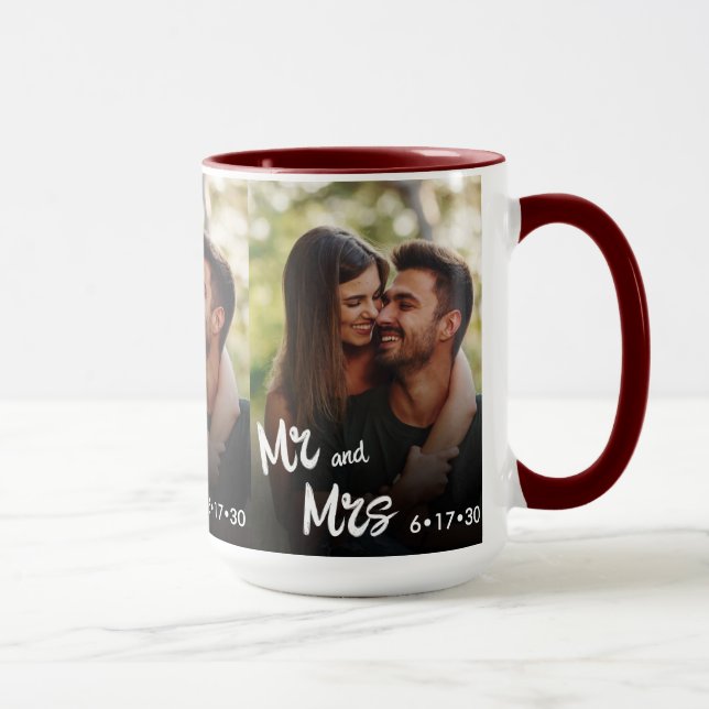 Mug M. et Mme Brosse Chic Typographie Photo Cadeau (Droite)