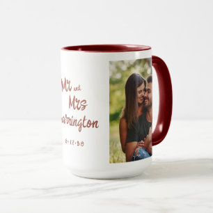 Mug M. et Mme Brosse Script Typographie Photo Cadeau