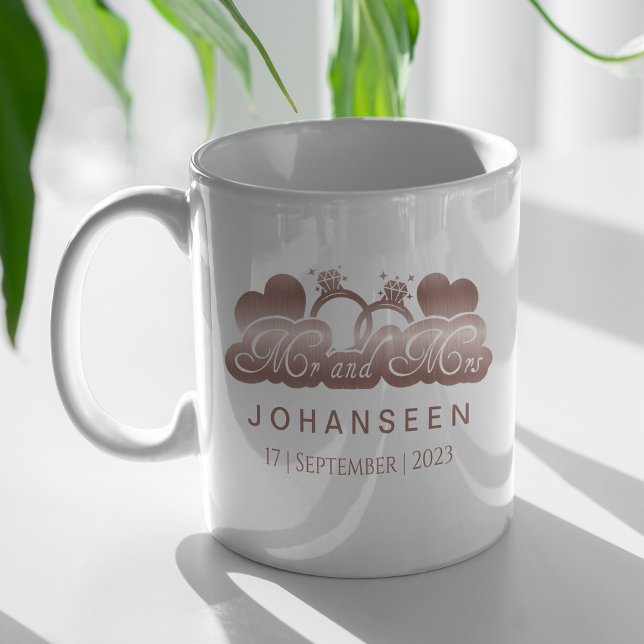 Mug M. et Mme Elegant Rose Gold Marié Cadeaux de maria (Créateur téléchargé)