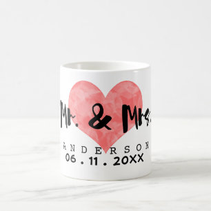 Mug M. et Mme emboutis date de mariage de coeur