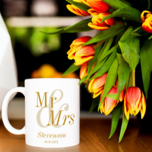 Mug M. et Mme Gold Script Mariage Cadeau