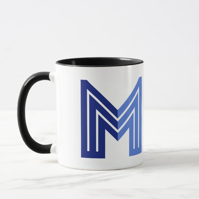 Mug M Géométrique Abstrait Bleu  (Gauche)