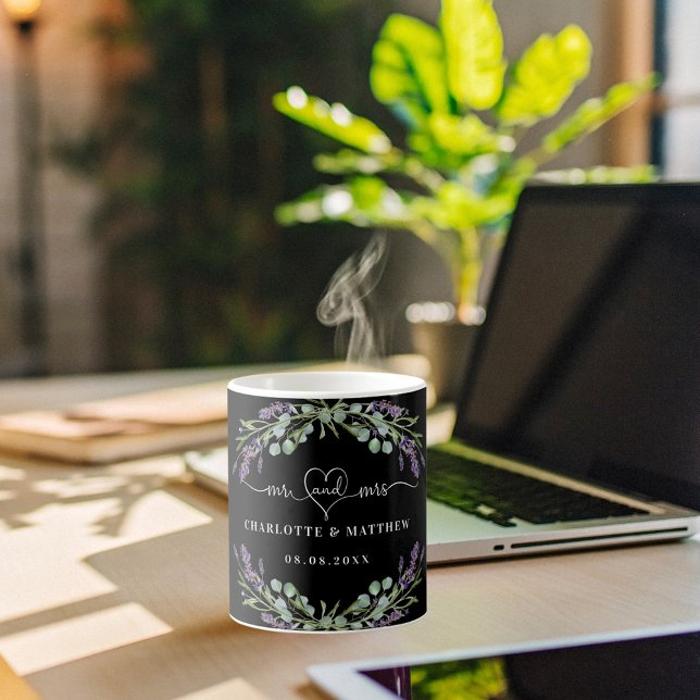 Mug M. mrs nouvellement mariés lavande noir mariage (Créateur téléchargé)