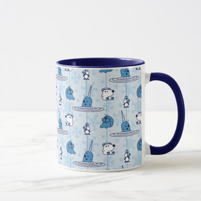 Mug M. Narwhal Motif Flocon de Neige Bleu (Droite)