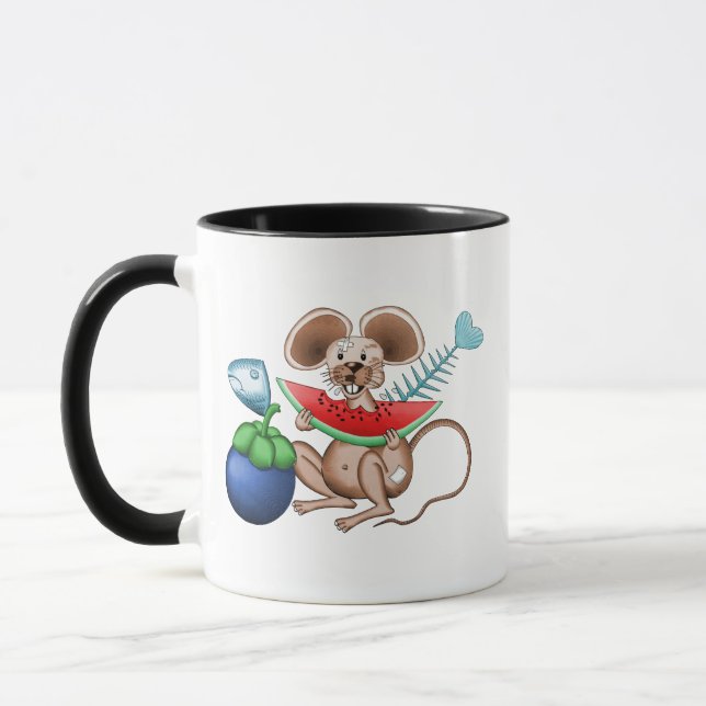 Mug M. Rat savourant son repas dans le restaurant à or (Gauche)