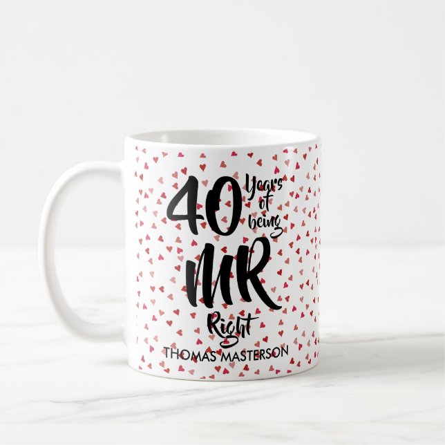 Mug M. Right 40e Anniversaire Rubis  Cœurs Confettis (Gauche)