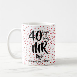 Mug M. Right 40e anniversaire Ruby Hearts Confetti