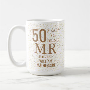 Mug M. Right Fun 50e anniversaire Mariage Coeurs d'or