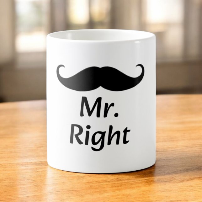 Mug M. Right Mustache Fun Matching Couple (Créateur téléchargé)