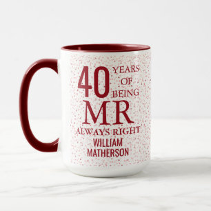 Mug M. Toujours Juste Fun 40e Anniversaire Cœurs Rubis
