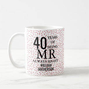 Mug M. Toujours Juste Fun 40e Anniversaire Cœurs Rubis